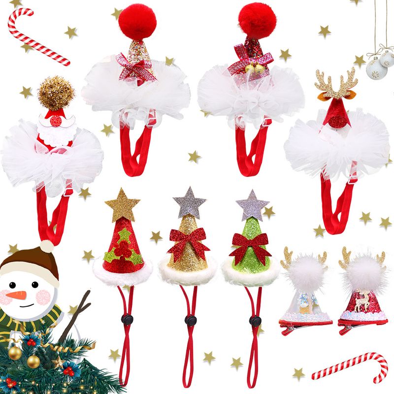 Cute Linen Mixed Christmas Star Bow Knot Pet Accessories