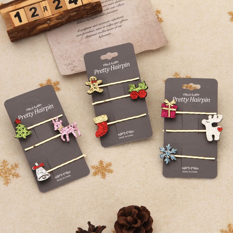 Cute Christmas Tree Snowman Elk Alloy Hair Clip 1 Set