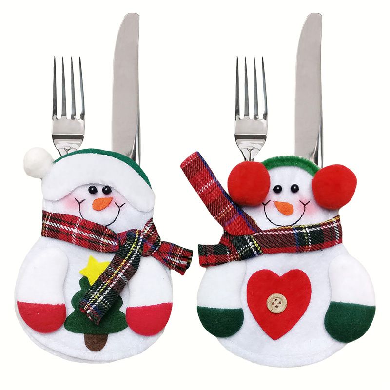 عيد الميلاد موضة قبعة عيد الميلاد بابا نويل الرجل الثلجي محبوكة حزب، حفلة حقيبة أدوات المائدة 1 قطعة