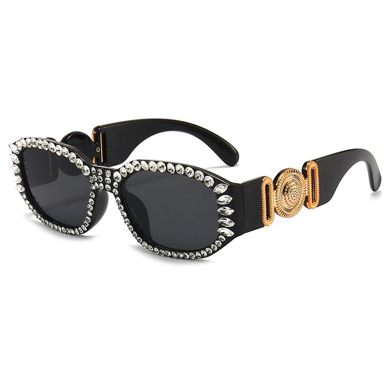 Fashion Color Block Ac Square Diamond Full Frame Women's Sunglasses