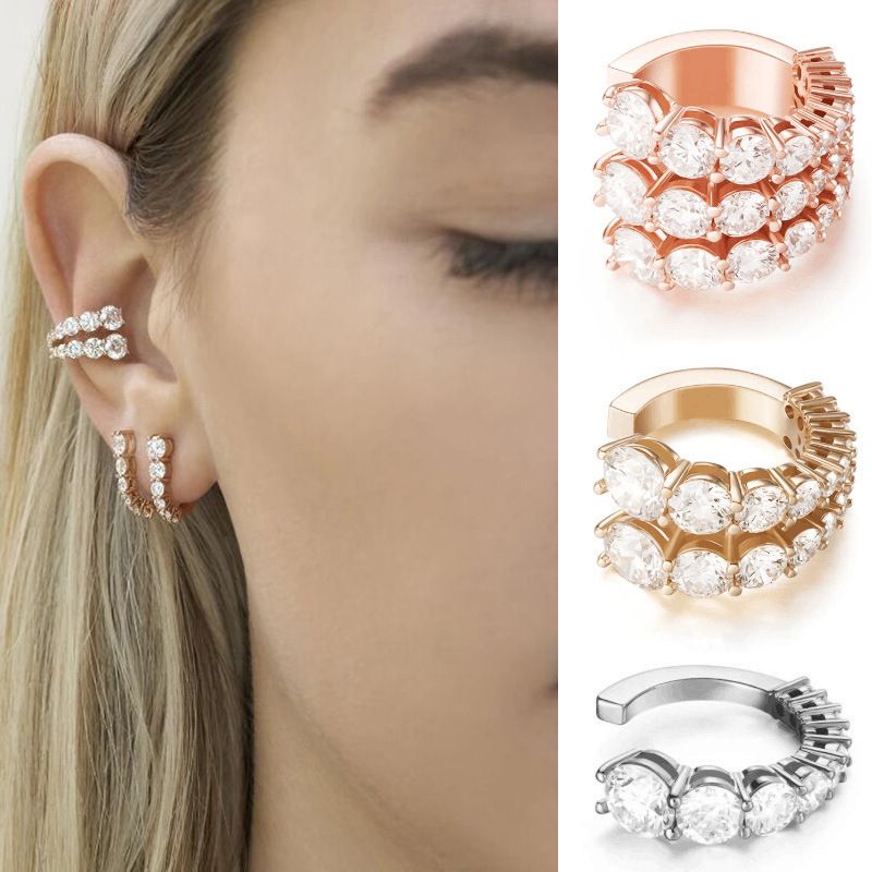 Wholesale Jewelry Fashion C Shape Metal Zircon Plating Inlay Ear Clips