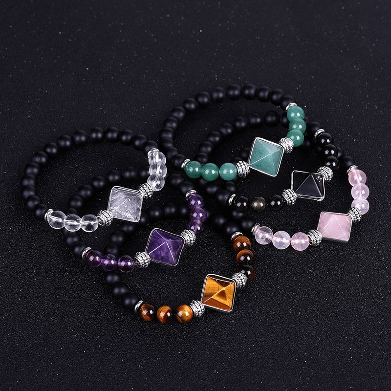 Fashion Ball Stone Beaded Inlay Artificial Crystal Bracelets 1 Piece