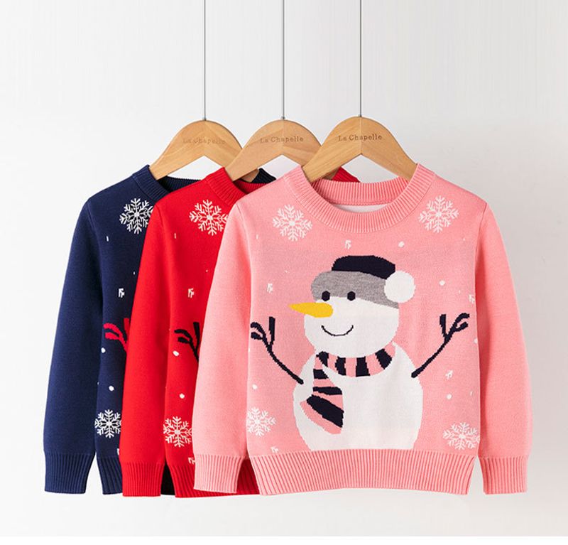 Christmas Fashion Snowman Viscose Hoodies & Sweaters