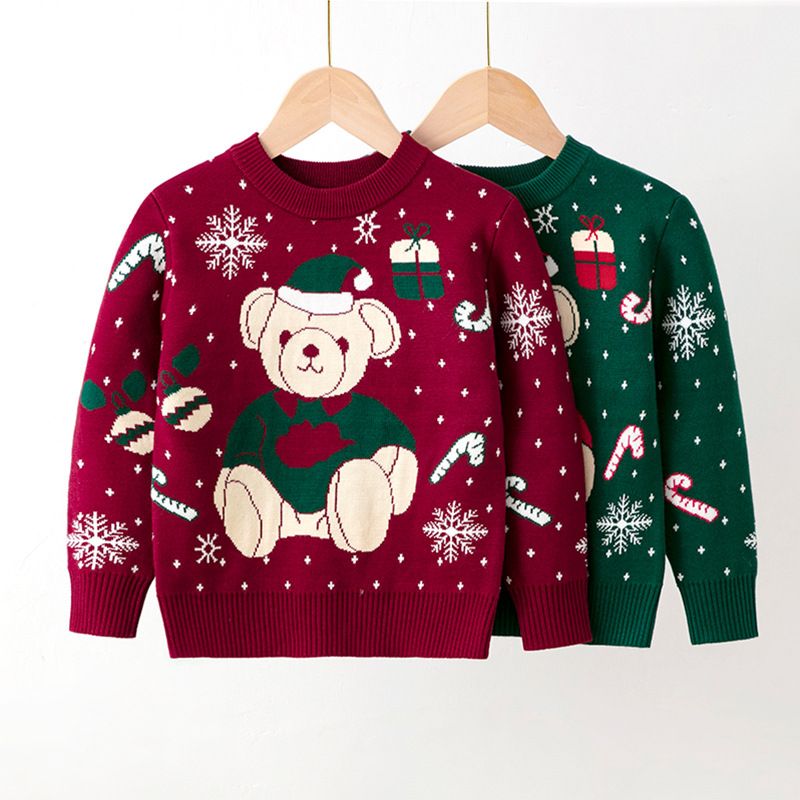 Christmas Fashion Bear Snowflake Viscose Hoodies & Sweaters