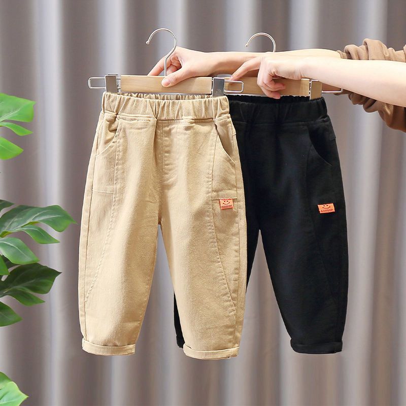 Mode Couleur Unie Taille Elastique Coton Garçons Pantalon