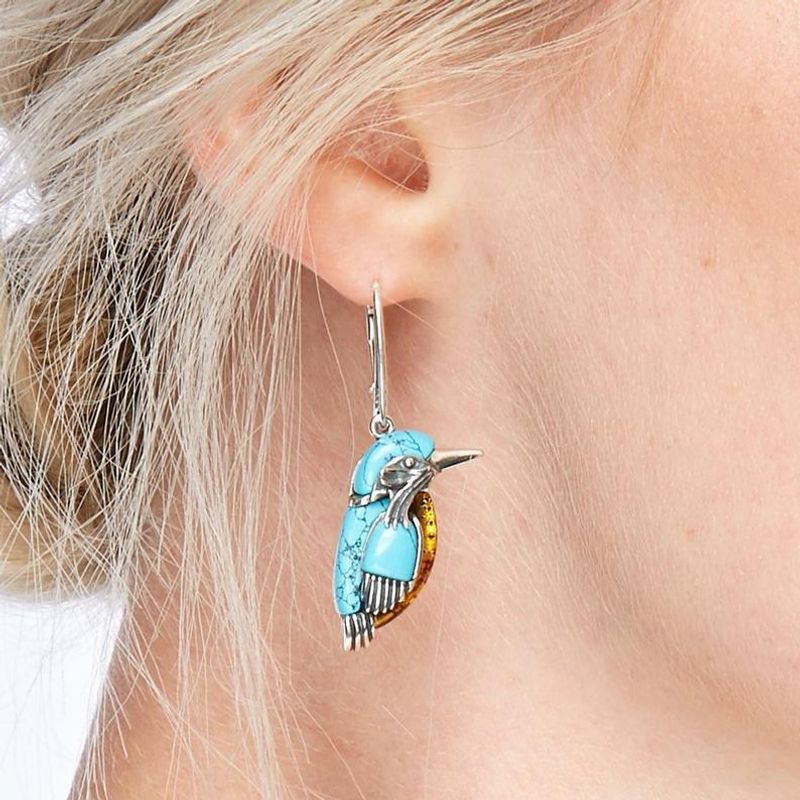 Bohemian Bird Alloy Plating Turquoise Women's Earrings 1 Pair