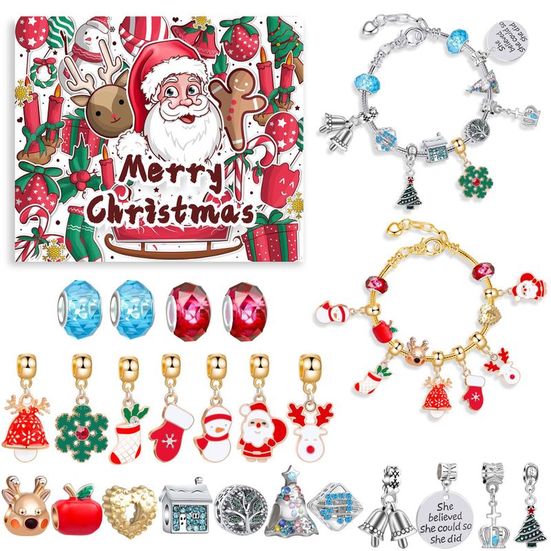Style De Bande Dessinée Père Noël Bonhomme De Neige Wapiti Alliage Placage Incruster Strass Bracelets 1 Jeu
