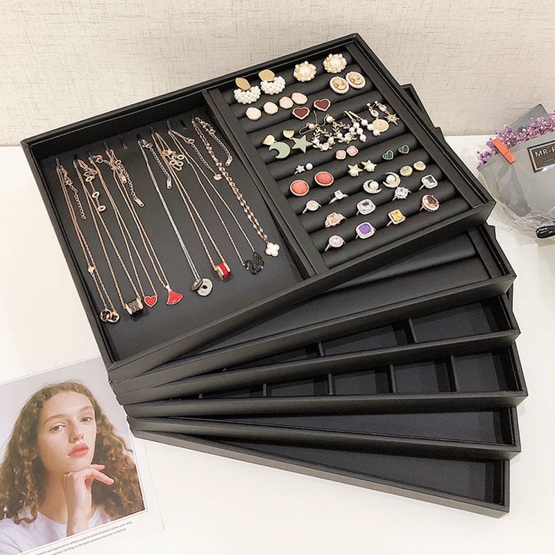 Fashion Solid Color Pu Paper Card Jewelry Rack