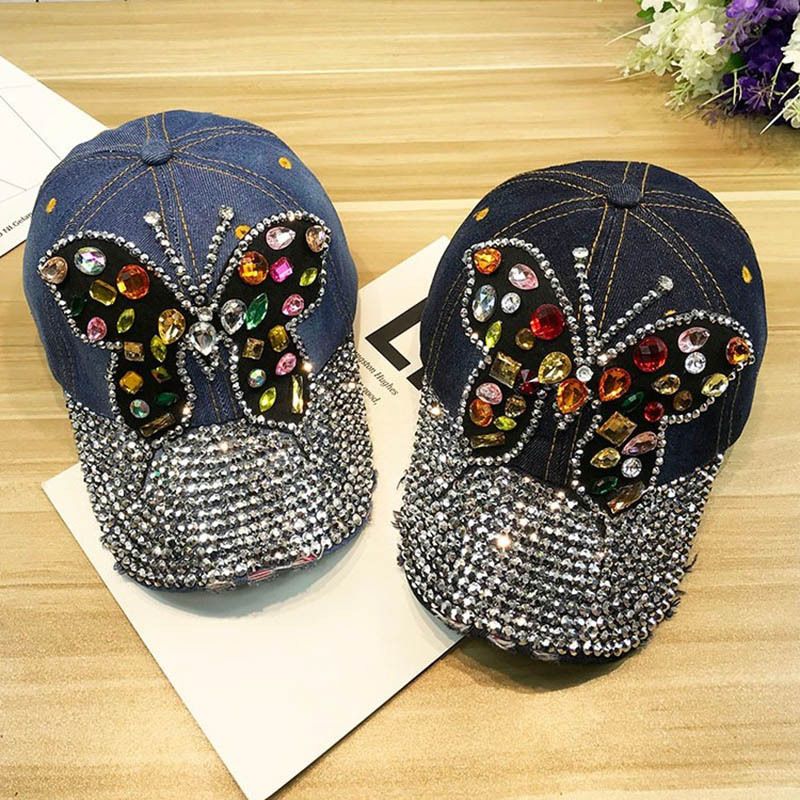 Unisexo Estilo Coreano Mariposa Diamante De Imitación Gorra De Beisbol