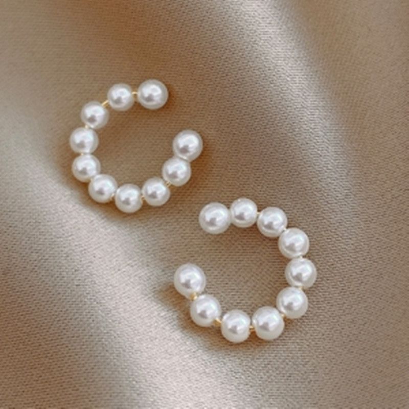 1 Pair Casual Pearl Beaded Plating Alloy Ear Clips