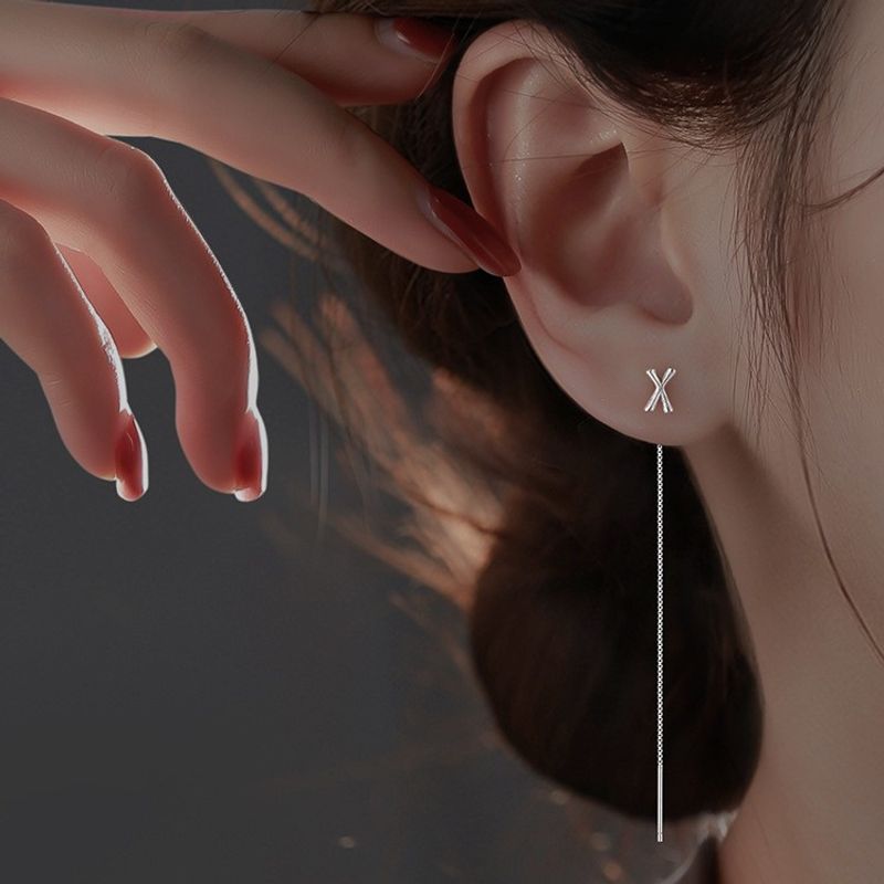 Mode Einfacher Stil Buchstabe Sterling Silber Quaste Ohrringe Ohr Linie
