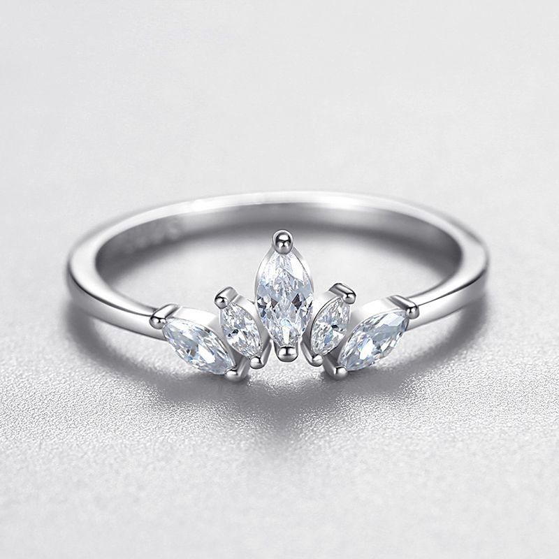 Fashion Simple Style Crown Sterling Silver Rhinestone Plating Metal Artificial Gemstones Rings