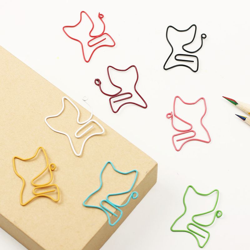 Kreative Nette Einfarbig Katze Form Student Büro Papier Clip Farbe Zufällig