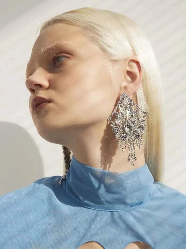 Fashion Tassel Alloy Inlay Rhinestones Women's Drop Earrings 1 Pair