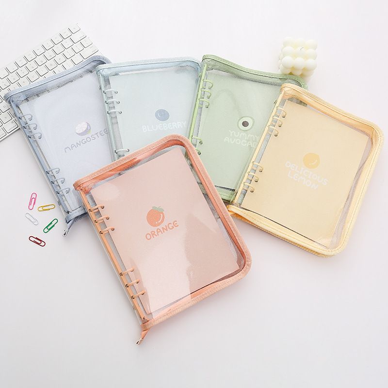 Ins Style Simple Transparent Pvc Soft Shell A5a6 Loose-leaf Zipper Bag Edge Hand Book