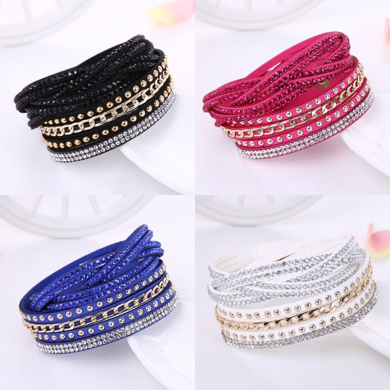 Ethnic Style Solid Color Flannel Inlay Artificial Gemstones Women's Bracelets 1 Piece