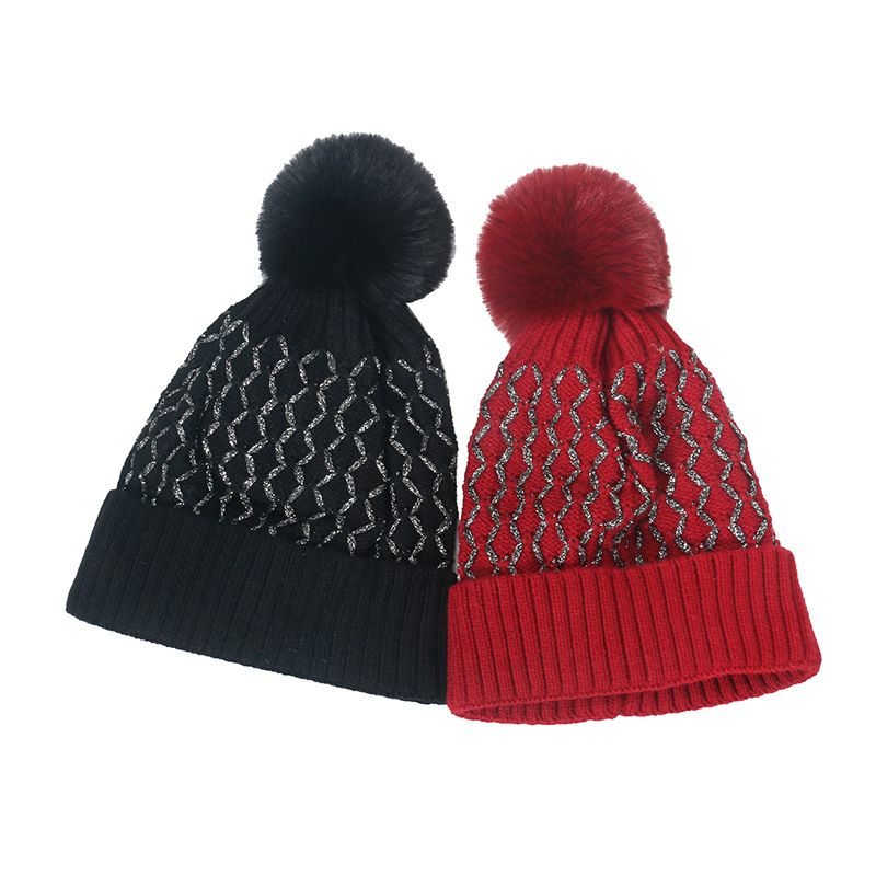 Women's Fashion Solid Color Pom Poms Eaveless Wool Cap