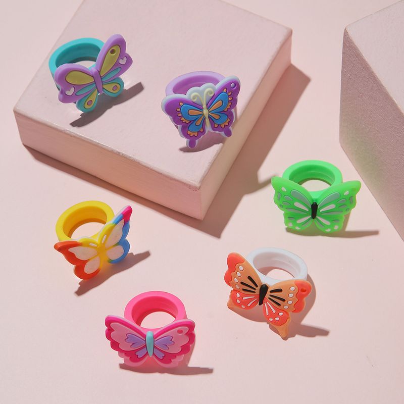 Cartoon Style Butterfly Pvc Girl's Rings 1 Piece