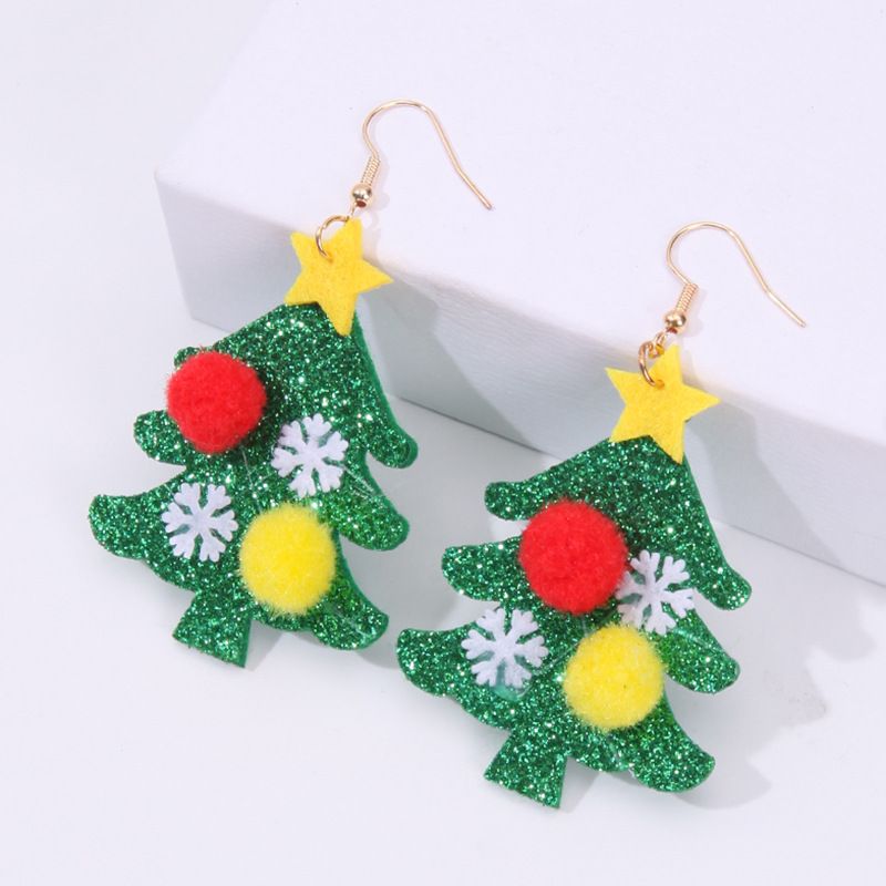 Style Simple Sapin De Noël Non-tissé Métal Fait Main Femmes Crochet D'oreille 1 Paire