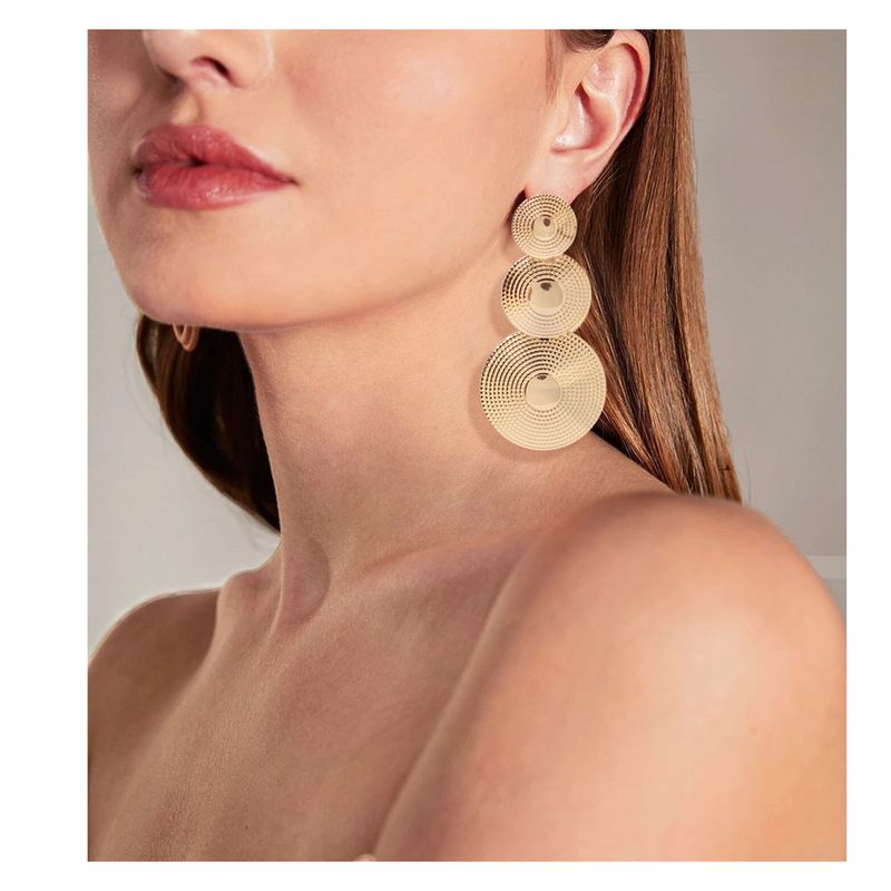 Fashion Round Alloy Plating Women's Drop Earrings 1 Piece