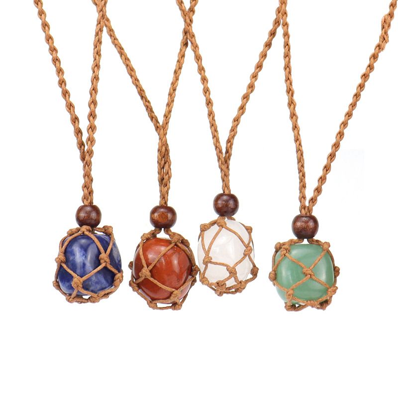 Ethnic Style Solid Color Natural Stone Pendant Necklace 1 Piece
