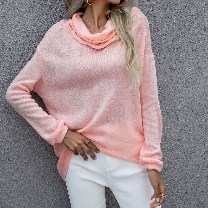Fashion Solid Color Knitted Fabric Turtleneck Long Sleeve Regular Sleeve Sweater