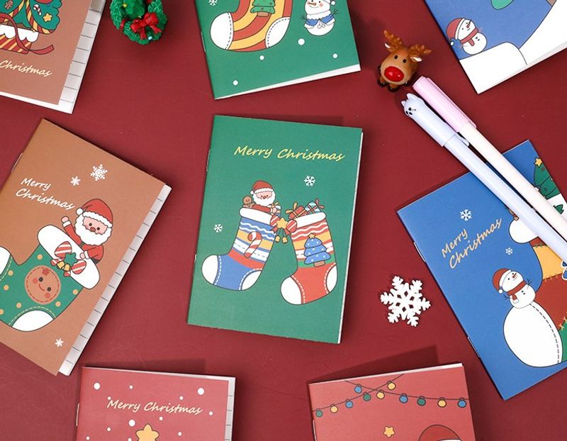 Dibujos Animados De Navidad Portátil Árbol De Navidad Calcetines De Navidad Estilo Cuaderno Al Azar