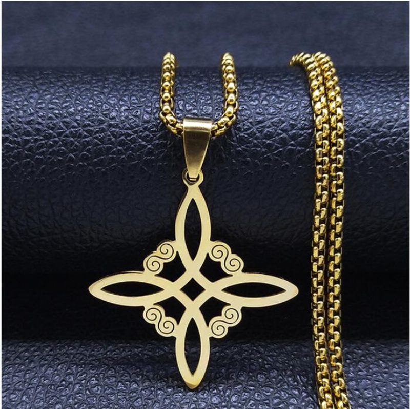 Simple Style Cross Witches Knot Alloy Hollow Out Unisex Pendant Necklace