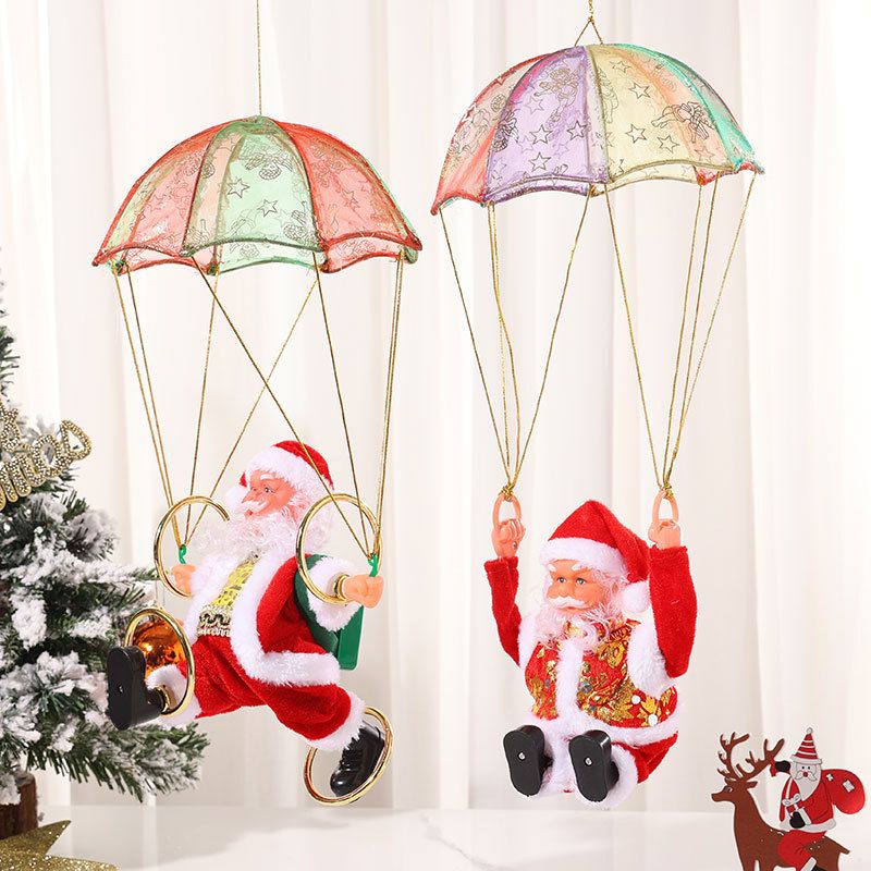 Adornos Colgantes De Fiesta De Plástico De Santa Claus De Paracaídas De Navidad