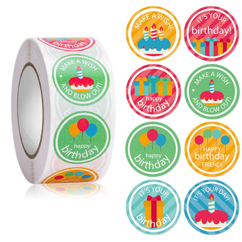 Cute Happy Birthday Stickers Self-adhesive Label Tape 1 Piece
