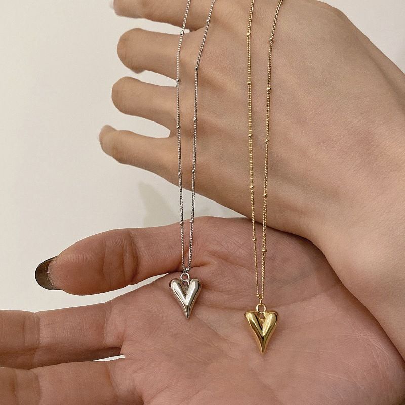 Lady Heart Shape Titanium Steel Plating Pendant Necklace 1 Piece