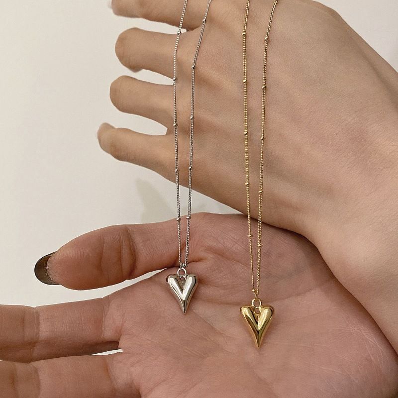 Señora Forma De Corazón Acero Titanio Enchapado Collar Colgante 1 Pieza