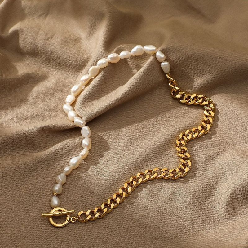 Einfacher Stil Farbblock Perle Kupfer Patchwork Halskette