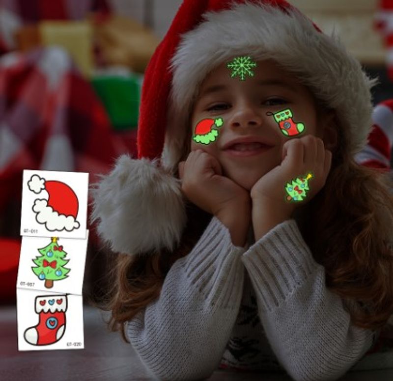 Kinder Nette Weihnachten Luminous Schneeflocke Wasserdicht Cartoon Tattoo Aufkleber