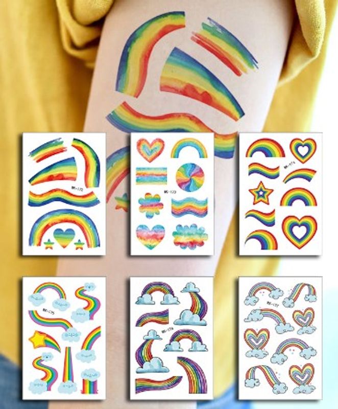 Cartoon Original Children's Colorful Doodle Rainbow Tattoo Stickers