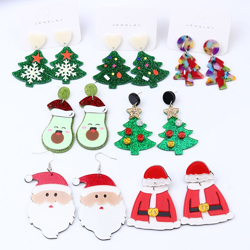 Fashion Christmas Tree Santa Claus Letter Arylic Stoving Varnish Women's Drop Earrings 1 Pair
