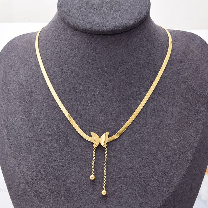 304 Stainless Steel 18K Gold Plated Vintage Style Plating Butterfly Necklace