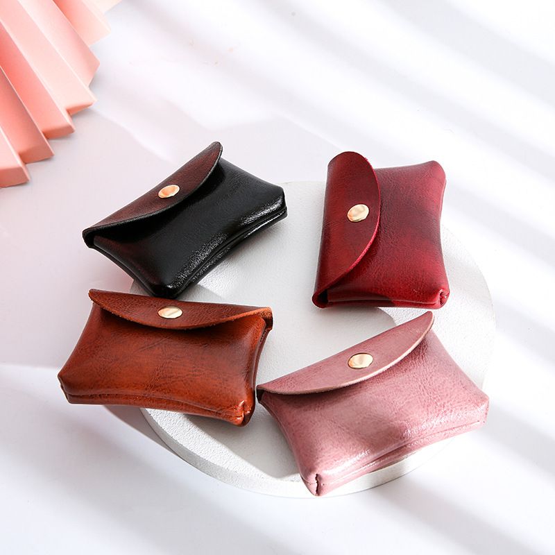 Women's Solid Color Pu Leather Magnetic Buckle Card Holders