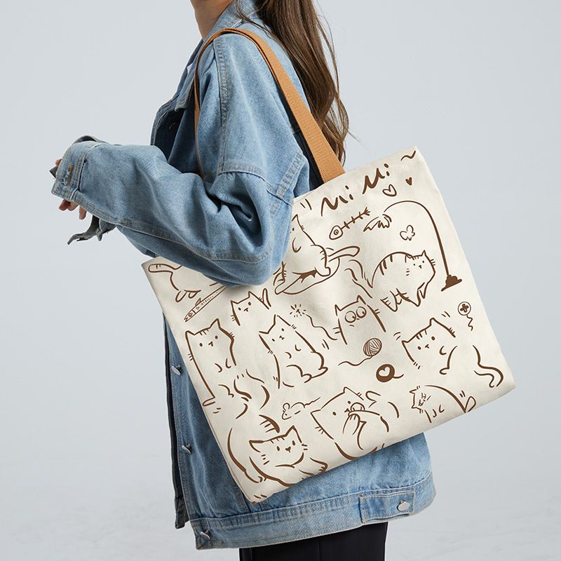 Women's Cute Cartoon Canvas Shopping Bags