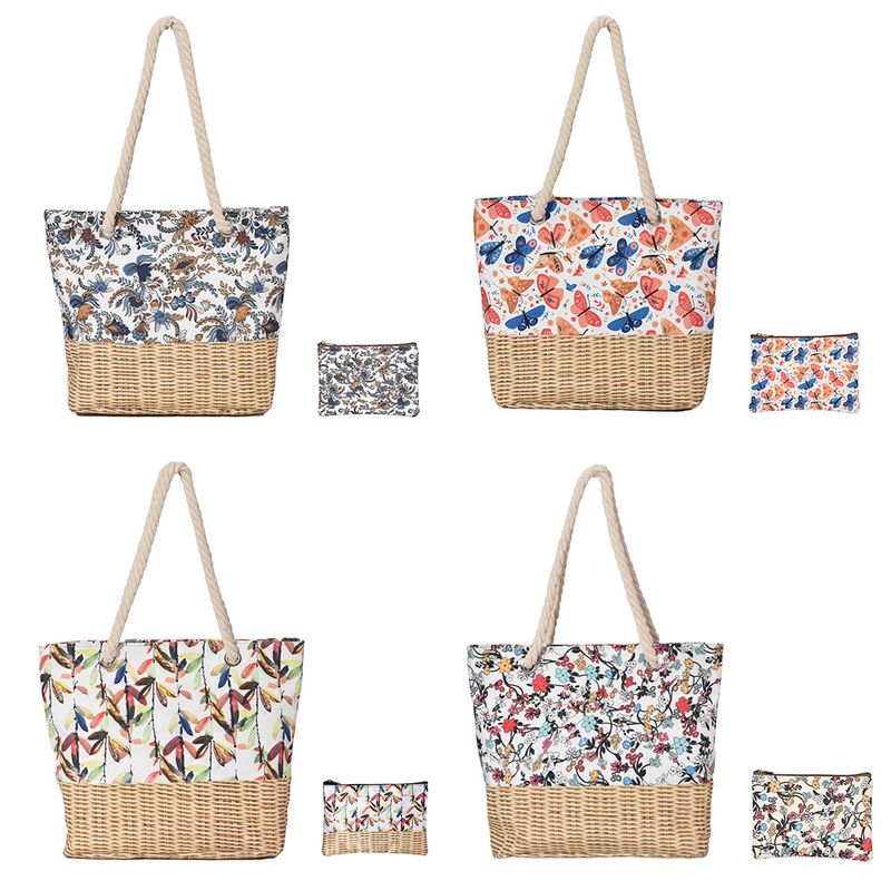 Women's Beach Flower Canvas Shopping Bags