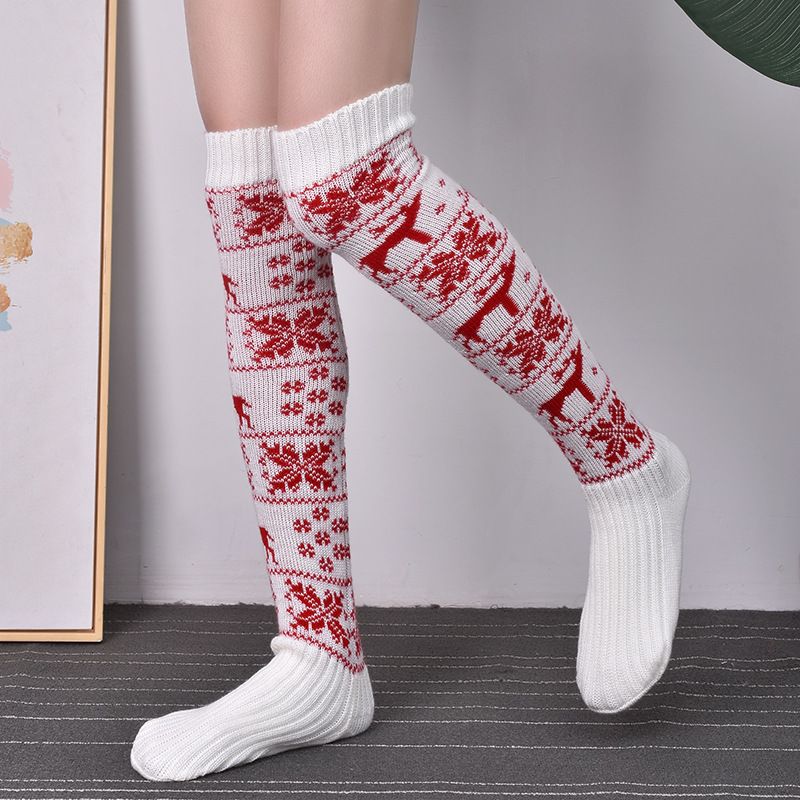 Women's Fashion Elk Polyacrylonitrile Fiber Jacquard Over The Knee Socks