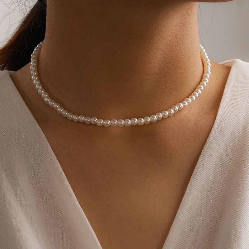 Moda Color Sólido Perla Artificial Mujeres Collar 1 Pieza