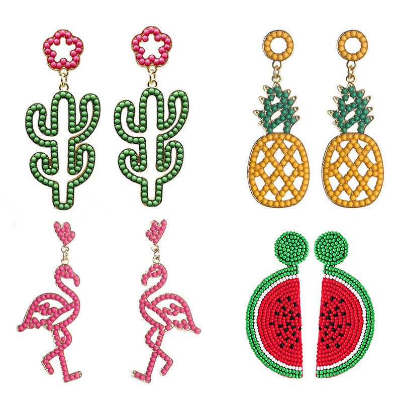 Fashion Fruit Beaded Alloy Plating Women's Drop Earrings 1 Pair