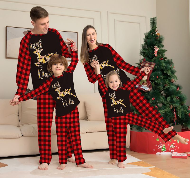 Mode Brief Reh Baumwollmischung Polyester Hosen-sets Familie Passenden Outfits