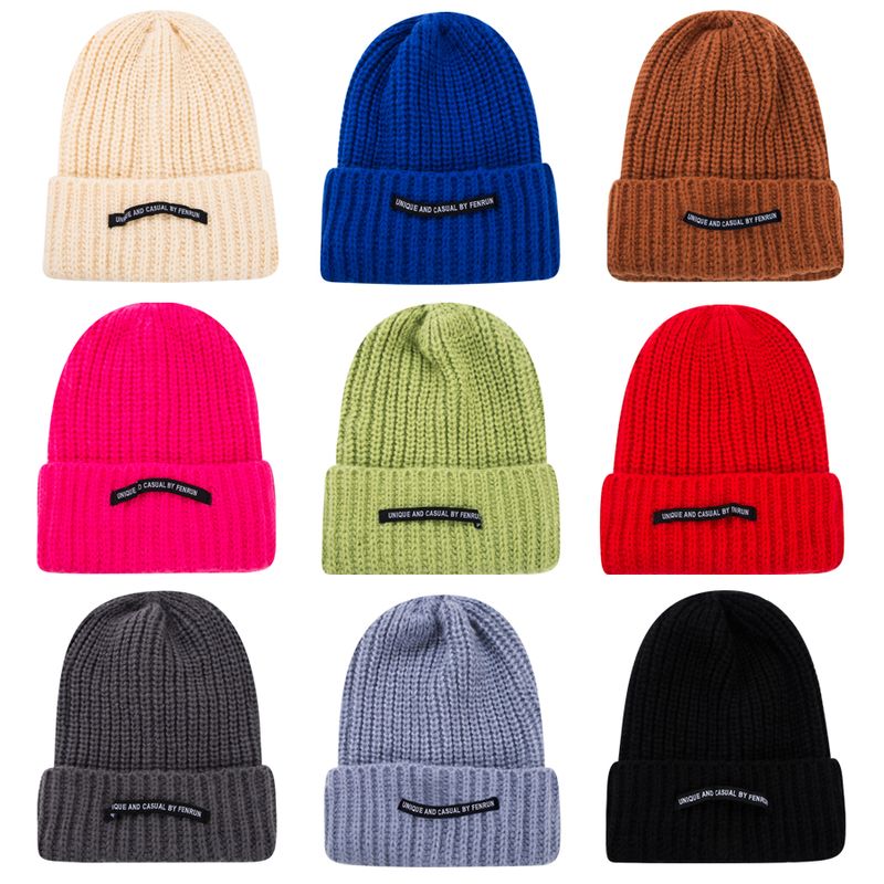 Unisex Fashion Solid Color Patch Eaveless Wool Cap