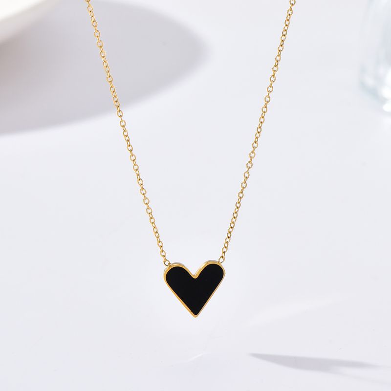 Fashion Heart Shape Stainless Steel Enamel Necklace