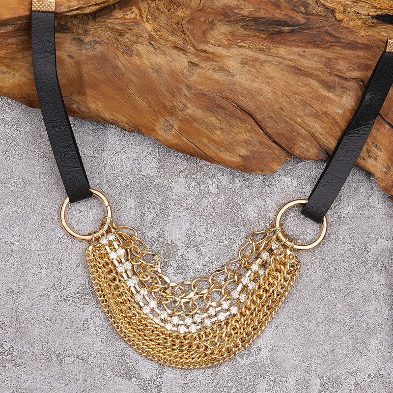 Simple Style Geometric Pu Leather Alloy Chain Women's Necklace 1 Piece