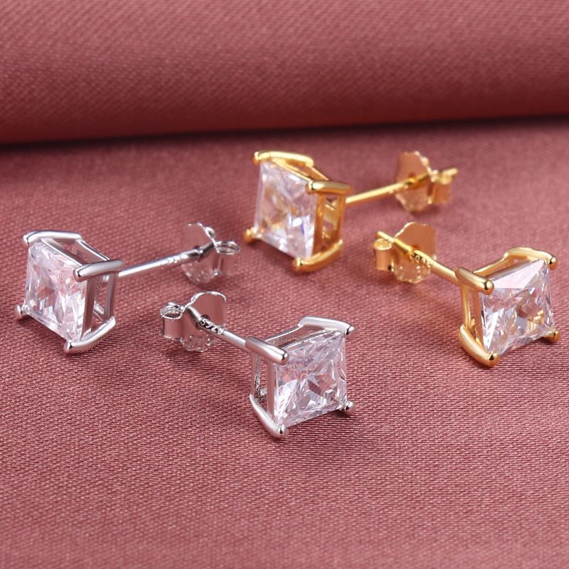 Mode Geometrisch Sterling Silber Zirkon Ohrringe 1 Paar