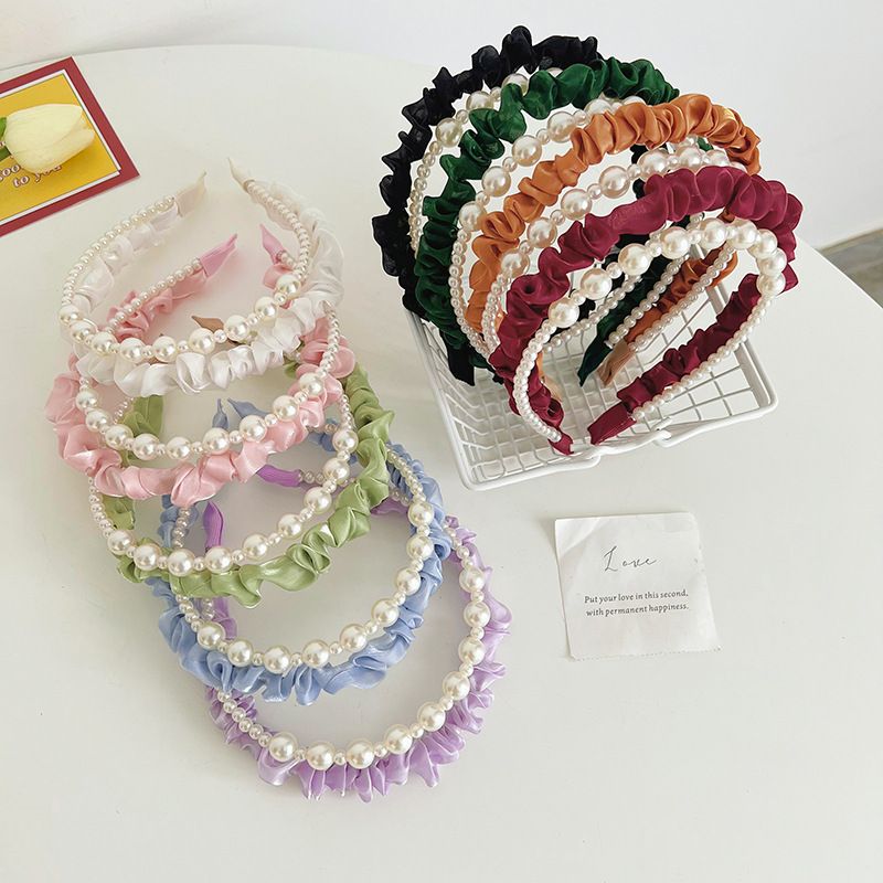 Mode Einfarbig Tuch Perle Haarband 1 Stück