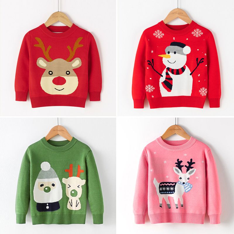 Christmas Cute Santa Claus Snowflake Elk Polyacrylonitrile Fiber Hoodies & Sweaters